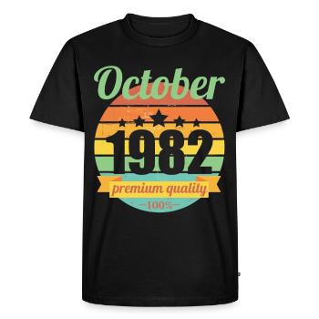 Né en octobre 1982 40 ans 40s 40e anniversaire - T-shirt Premium bio Homme - noir - Devant - Nico (187cm)
