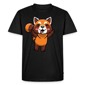 Panda roux Petit panda émoticône - T-shirt Premium bio Homme - noir - Devant - Nico (187cm)