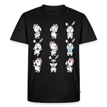 Lapin Blanc Emoticons Lapin - T-shirt Premium bio Homme - noir - Devant - Nico (187cm)