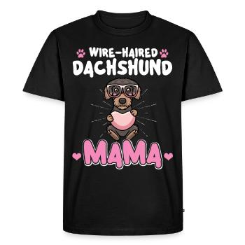 Teckel aux cheveux rugueux Mama - T-shirt Premium bio Homme - noir - Devant - Nico (187cm)
