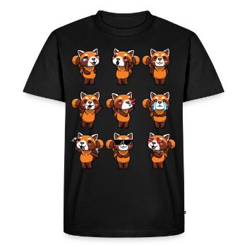 Panda roux Petit panda émoticône - T-shirt Premium bio Homme - noir - Devant - Nico (187cm)