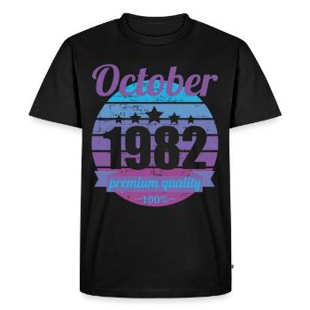 Né en octobre 1982 40 ans 40s 40e anniversaire - T-shirt Premium bio Homme - noir - Devant - Nico (187cm)