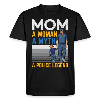 Maman Une femme Un mythe Une légende de la police - T-shirt Premium bio Homme - noir - Devant - Nico (187cm)