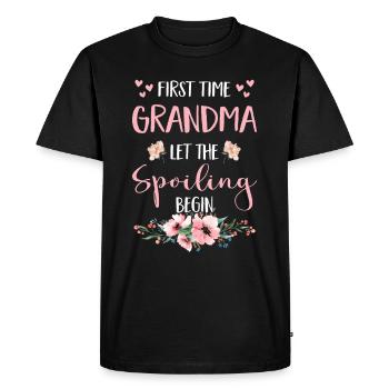 Grands-parents enceintes génial grand-mère flèche pieds de bébé - T-shirt Premium bio Homme - noir - Devant - Nico (187cm)
