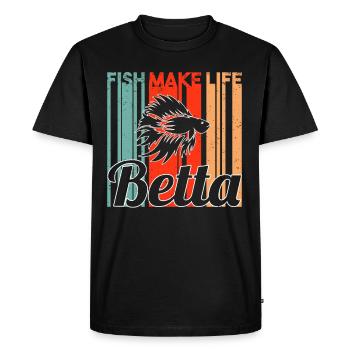 Fighting Fish Aquarist Retro Ornamental Fish Betta Aquarium - Men's Premium Organic T-Shirt - black - Front - Nico (187cm)