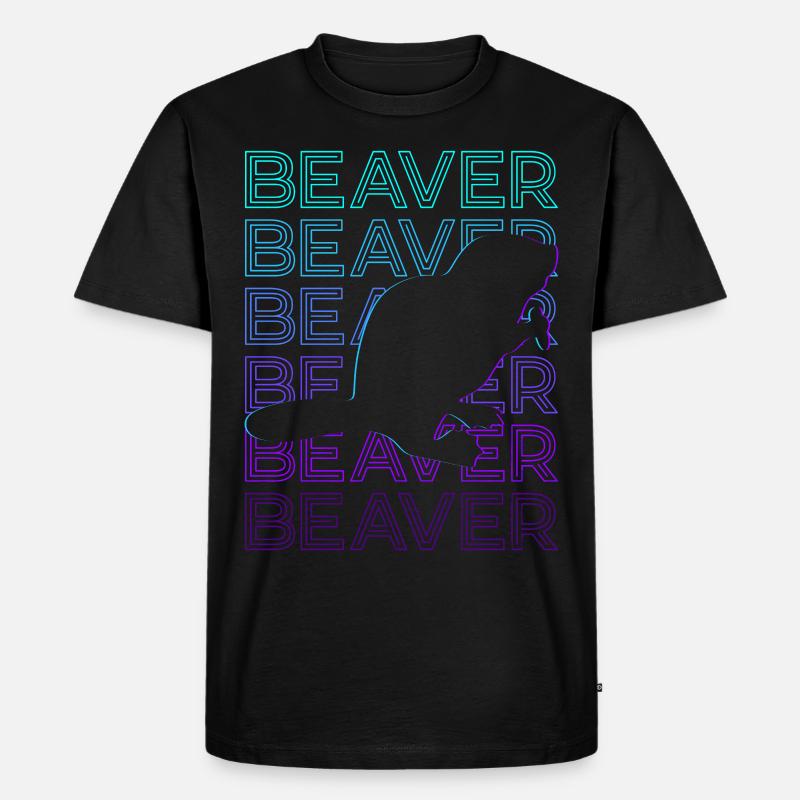 Biber Retro Geschenk - Männer Premium Bio T-Shirt - Schwarz