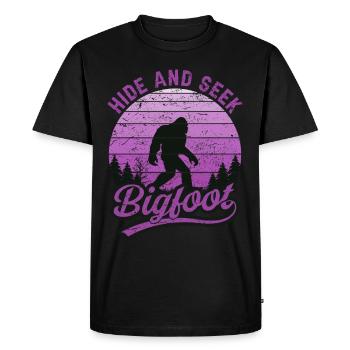 Cache-cache Bigfoot Nature Lovers Forest Nature - T-shirt Premium bio Homme - noir - Devant - Nico (187cm)