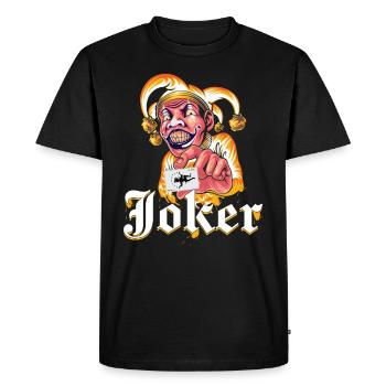 Joker Card Orange - Men's Premium Organic T-Shirt - black - Front - Nico (187cm)