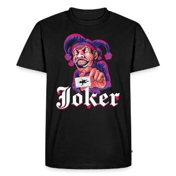 Carte Joker Violet - T-shirt Premium bio Homme - noir - Devant - Nico (187cm)