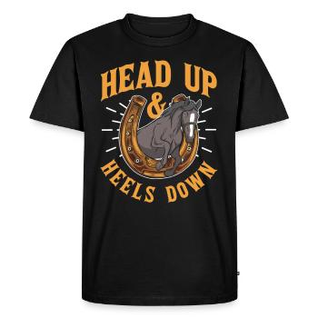 La tête en haut et les talons vers le bas Cavalier Équitation - T-shirt Premium bio Homme - noir - Devant - Nico (187cm)