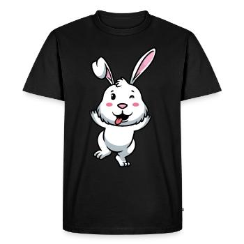 Lapin Blanc Emoticon Lapin - T-shirt Premium bio Homme - noir - Devant - Nico (187cm)