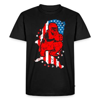 Joueur de baseball Drapeau américain - T-shirt Premium bio Homme - noir - Devant - Nico (187cm)