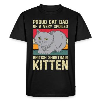 British Shorthair Dad Cat Gift - Men's Premium Organic T-Shirt - black - Front - Nico (187cm)