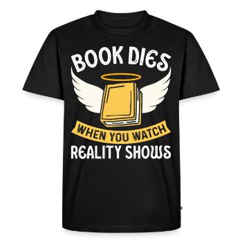 Book lovers Lifestyle Funny saying Bookaholic - Men's Premium Organic T-Shirt - black - Front - Nico (187cm)