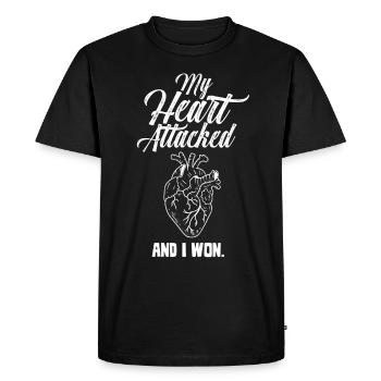My heart attacked and I won - Men's Premium Organic T-Shirt - black - Front - Nico (187cm)