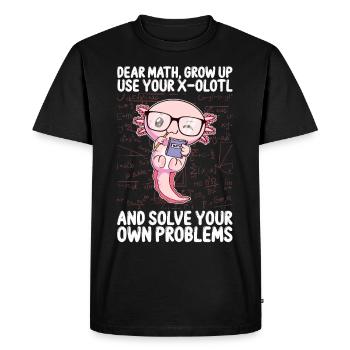 Funny Math Kawaii Axolotl Gift - Men's Premium Organic T-Shirt - black - Front - Nico (187cm)