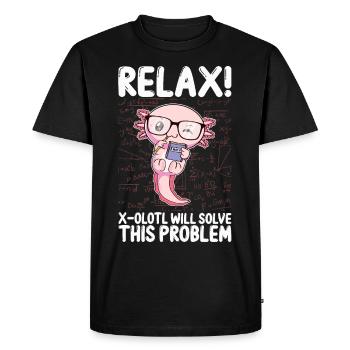 Funny Math Kawaii Axolotl Gift - Men's Premium Organic T-Shirt - black - Front - Nico (187cm)