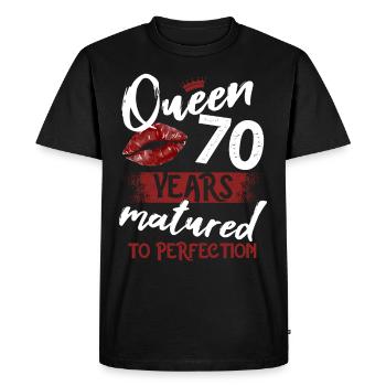 Fille de 70 ans 70 bday Queen 70 anniversaire - T-shirt Premium bio Homme - noir - Devant - Nico (187cm)