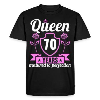 Fille de 70 ans 70 bday Queen 70 anniversaire - T-shirt Premium bio Homme - noir - Devant - Nico (187cm)