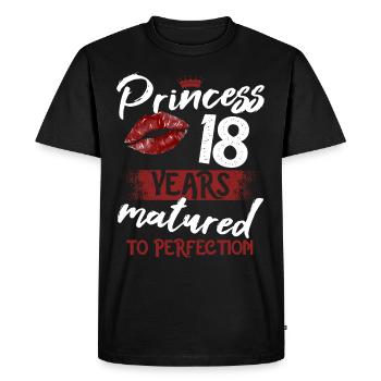18 ans fille 18 bday Princesse 18 anniversaire - T-shirt Premium bio Homme - noir - Devant - Nico (187cm)
