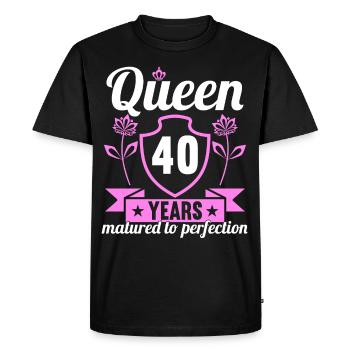 Fille de 40 ans 40 bday Queen 40 anniversaire - T-shirt Premium bio Homme - noir - Devant - Nico (187cm)