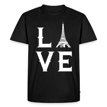 Love Tour Eiffel Français Paris France - T-shirt Premium bio Homme - noir - Devant - Nico (187cm)