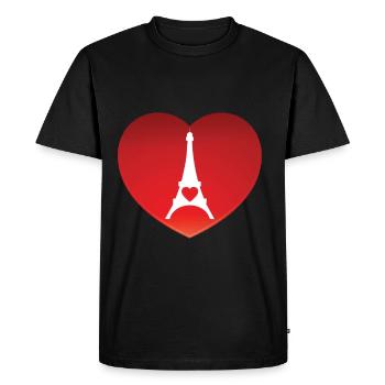 Cœur de la Tour Eiffel pour Paris France et Français - T-shirt Premium bio Homme - noir - Devant - Nico (187cm)