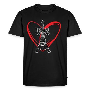 Tour Eiffel Cœur Français Paris France - T-shirt Premium bio Homme - noir - Devant - Nico (187cm)
