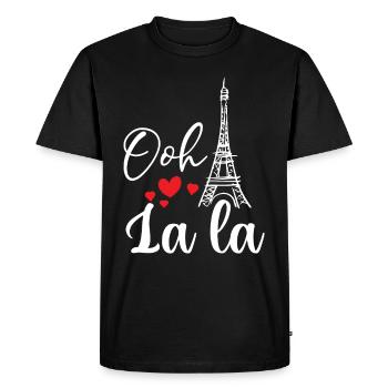 Tour Eiffel Ooh La La Paris France Français - T-shirt Premium bio Homme - noir - Devant - Nico (187cm)