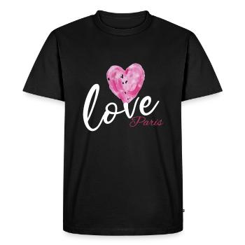 Cœur pour Paris en France et Français - T-shirt Premium bio Homme - noir - Devant - Nico (187cm)