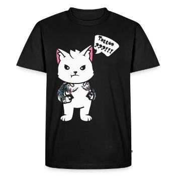 Tatouage chat avec machine à tatouer - T-shirt Premium bio Homme - noir - Devant - Nico (187cm)