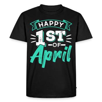 Happy 1 April Poisson d’avril Joke Joke - T-shirt Premium bio Homme - noir - Devant - Nico (187cm)
