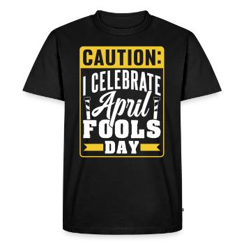 Je célèbre le poisson d’avril le jour du poisson d’avril - T-shirt Premium bio Homme - noir - Devant - Nico (187cm)