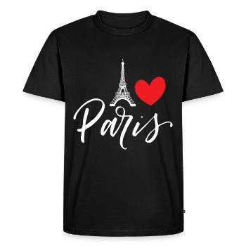 Paris Heart Eiffel Tower in French France - Men's Premium Organic T-Shirt - black - Front - Nico (187cm)