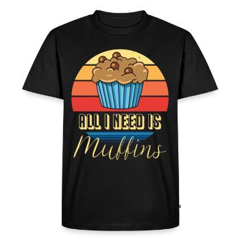 Muffin I only need muffins sweet pastries - Men's Premium Organic T-Shirt - black - Front - Nico (187cm)