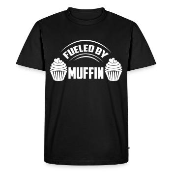 Filled with muffins and cream tarts - Men's Premium Organic T-Shirt - black - Front - Nico (187cm)