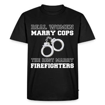 Des femmes épousent des flics menottes à la police - T-shirt Premium bio Homme - noir - Devant - Nico (187cm)