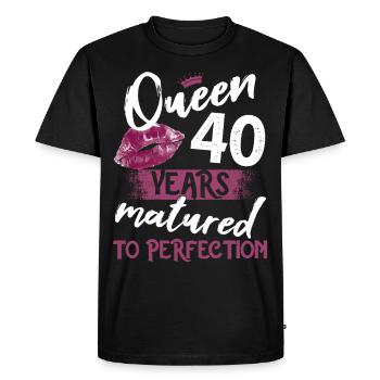 Fille de 40 ans 40 bday Queen 40 anniversaire - T-shirt Premium bio Homme - noir - Devant - Nico (187cm)