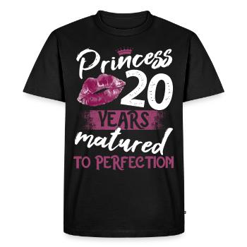 20 ans fille 20 bday Princesse 20 anniversaire - T-shirt Premium bio Homme - noir - Devant - Nico (187cm)