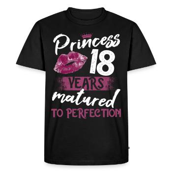 18 ans fille 18 bday Princesse 18 anniversaire - T-shirt Premium bio Homme - noir - Devant - Nico (187cm)
