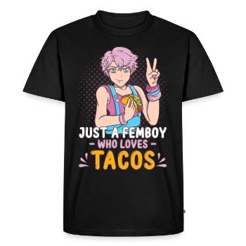 Cadeau Femboy - T-shirt Premium bio Homme - noir - Devant - Nico (187cm)