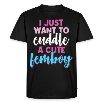 Cadeau Femboy - T-shirt Premium bio Homme - noir - Devant - Nico (187cm)