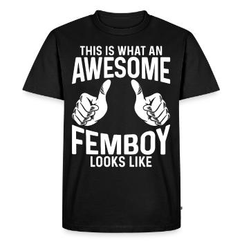 Cadeau Femboy - T-shirt Premium bio Homme - noir - Devant - Nico (187cm)