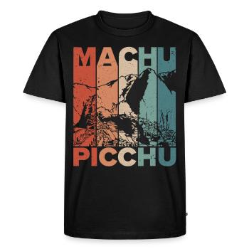 Machu Picchu Peru Inca Retro Vintage Gift - Men's Premium Organic T-Shirt - black - Front - Nico (187cm)