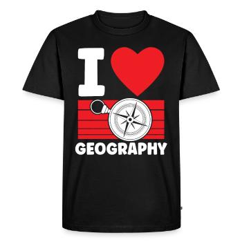 J’adore géographie Géographie Profession Géographie Géographie - T-shirt Premium bio Homme - noir - Devant - Nico (187cm)