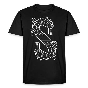 Aztec snake with two heads Two-headed Sc - Men's Premium Organic T-Shirt - black - Front - Nico (187cm)