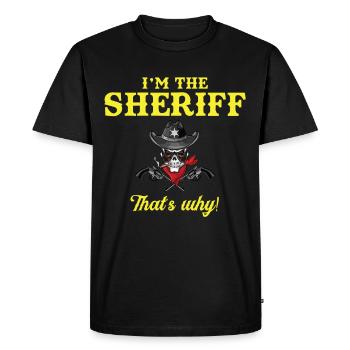Je suis un shérif avec l’étoile du shérif et le revolver - T-shirt Premium bio Homme - noir - Devant - Nico (187cm)