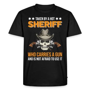 Shérif avec revolver Badge Sheriffstern - T-shirt Premium bio Homme - noir - Devant - Nico (187cm)
