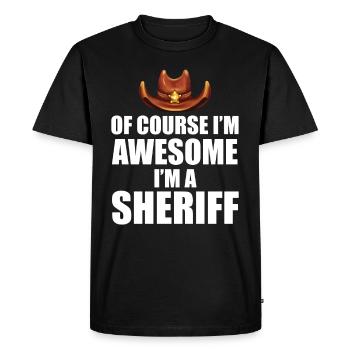 Shérif avec chapeau l’étoile du shérif et le revolver - T-shirt Premium bio Homme - noir - Devant - Nico (187cm)