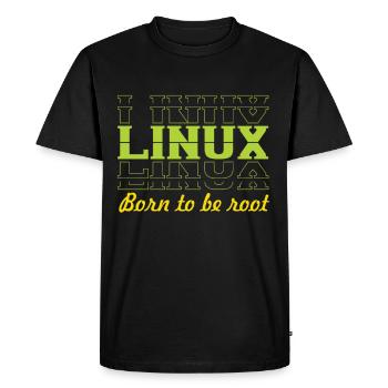 Linux Retro Vintage Born to be Root for Nerds - Men's Premium Organic T-Shirt - black - Front - Nico (187cm)